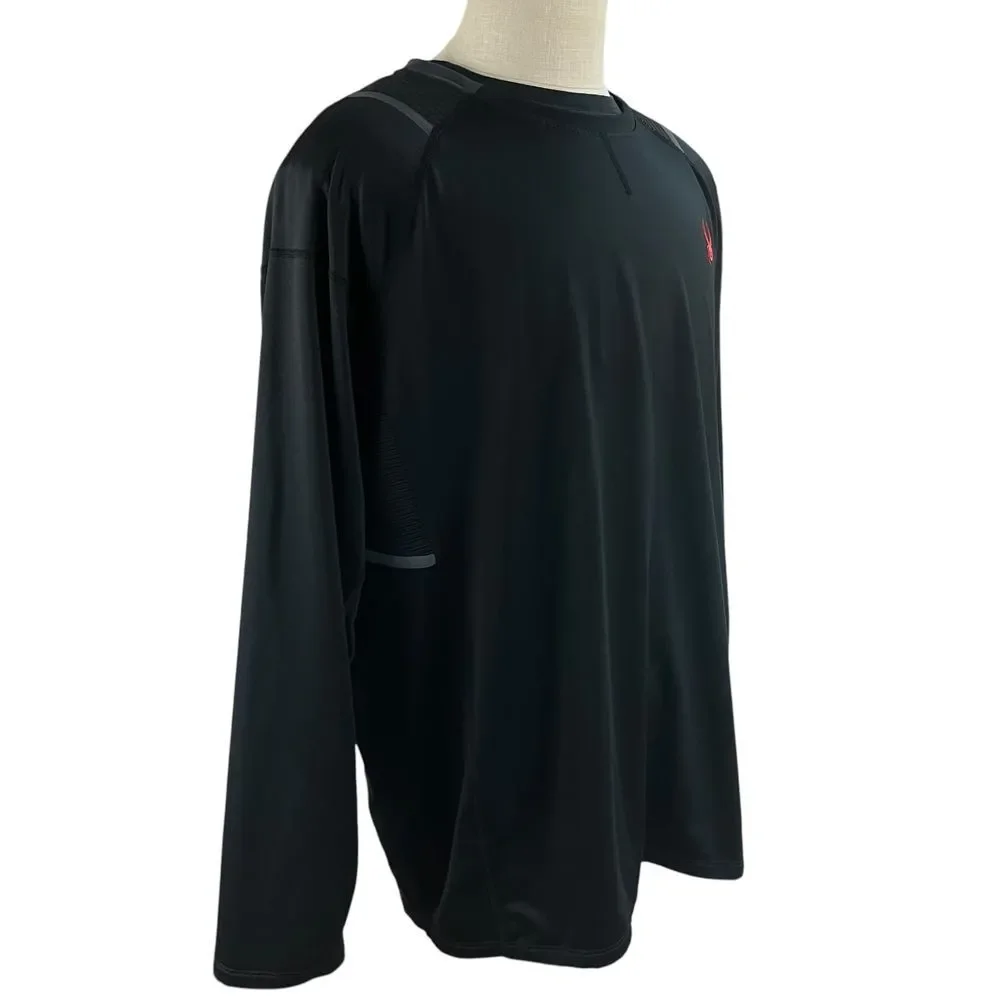Spyder Active Black Pro Web Long Sleeve Crew Neck Shirt‎ Mens Size XXL